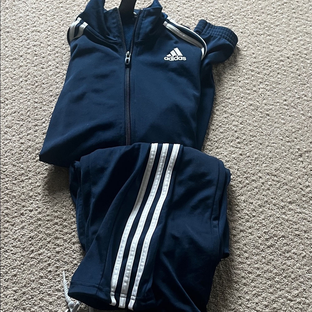 Adidas Navy Blue Tracksuit with White Stripes - Picture 10 of 10